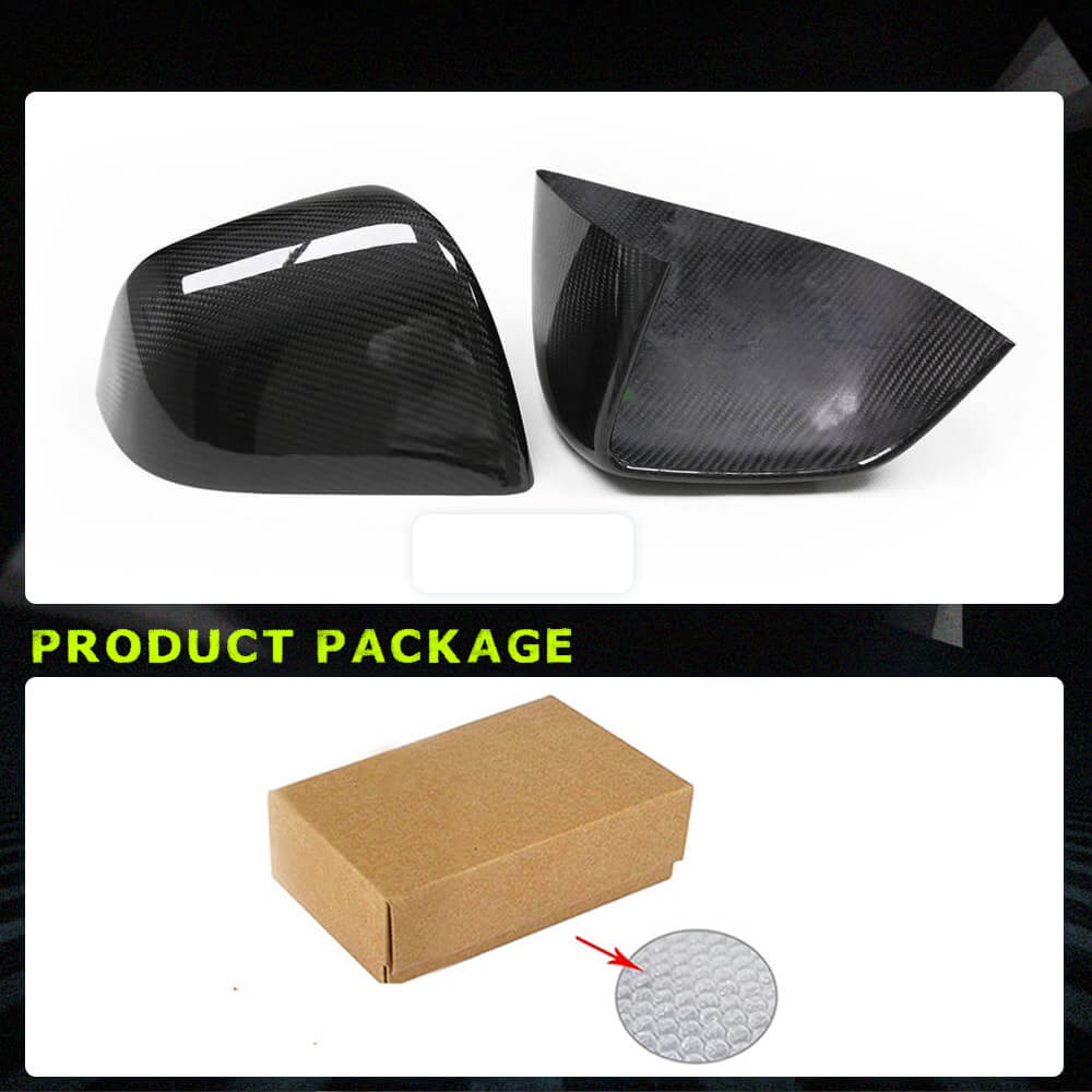 Fits for Tesla Model Y 19-22 Dry Carbon Fiber Side Rearview Mirror Cover Caps Add on Style