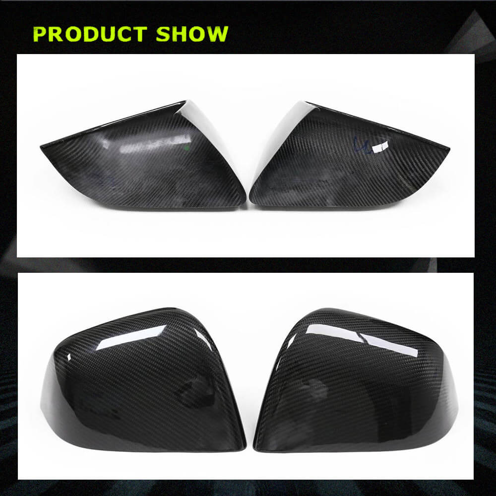 Fits for Tesla Model Y 19-22 Dry Carbon Fiber Side Rearview Mirror Cover Caps Add on Style