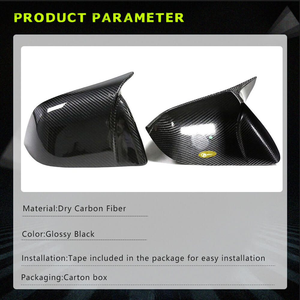 Fits for Tesla Model Y 19-22 Dry Carbon Fiber Side Rearview Mirror Cover Caps Add on Style