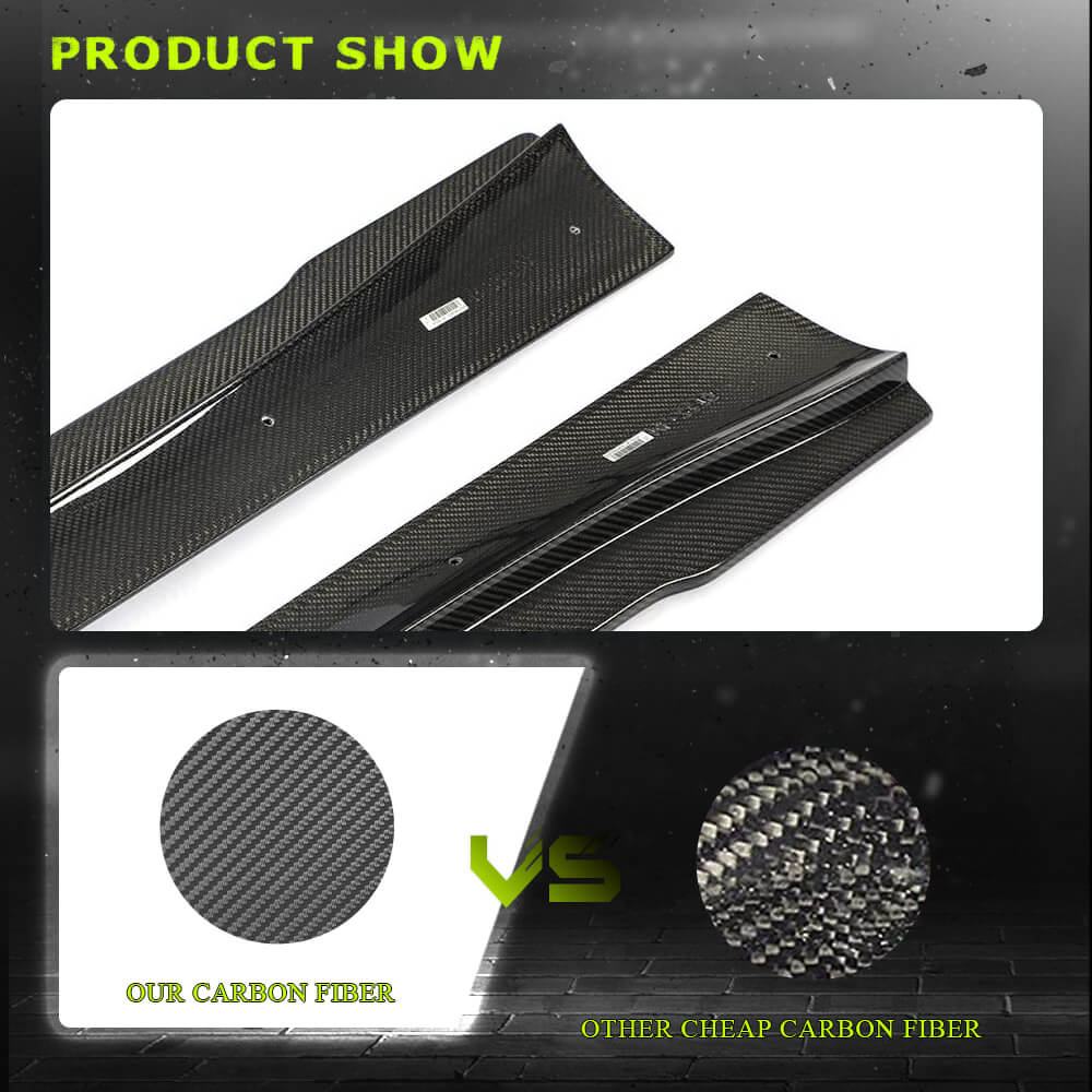 Fits for Tesla Model Y 20-23 Carbon Fiber Side Skirts Extension Body Kits Rocker Panels