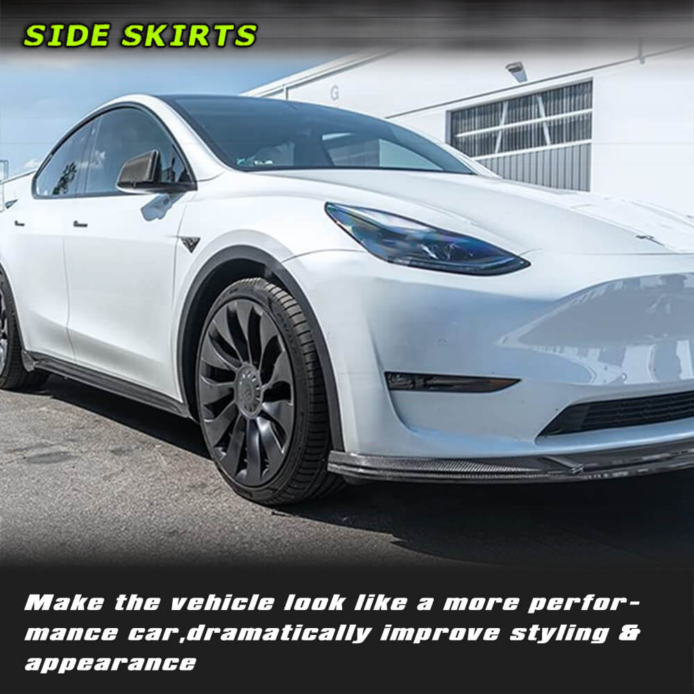 Fits for Tesla Model Y 20-23 Dry Carbon Fiber Side Skirts Extension