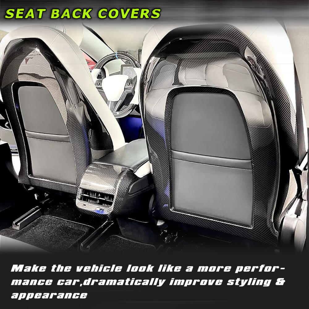 Fits for Tesla Model Y 2019-2021 Dry Carbon Fiber Interior Seat Back Cover Trim Interior Accessories 2pcs