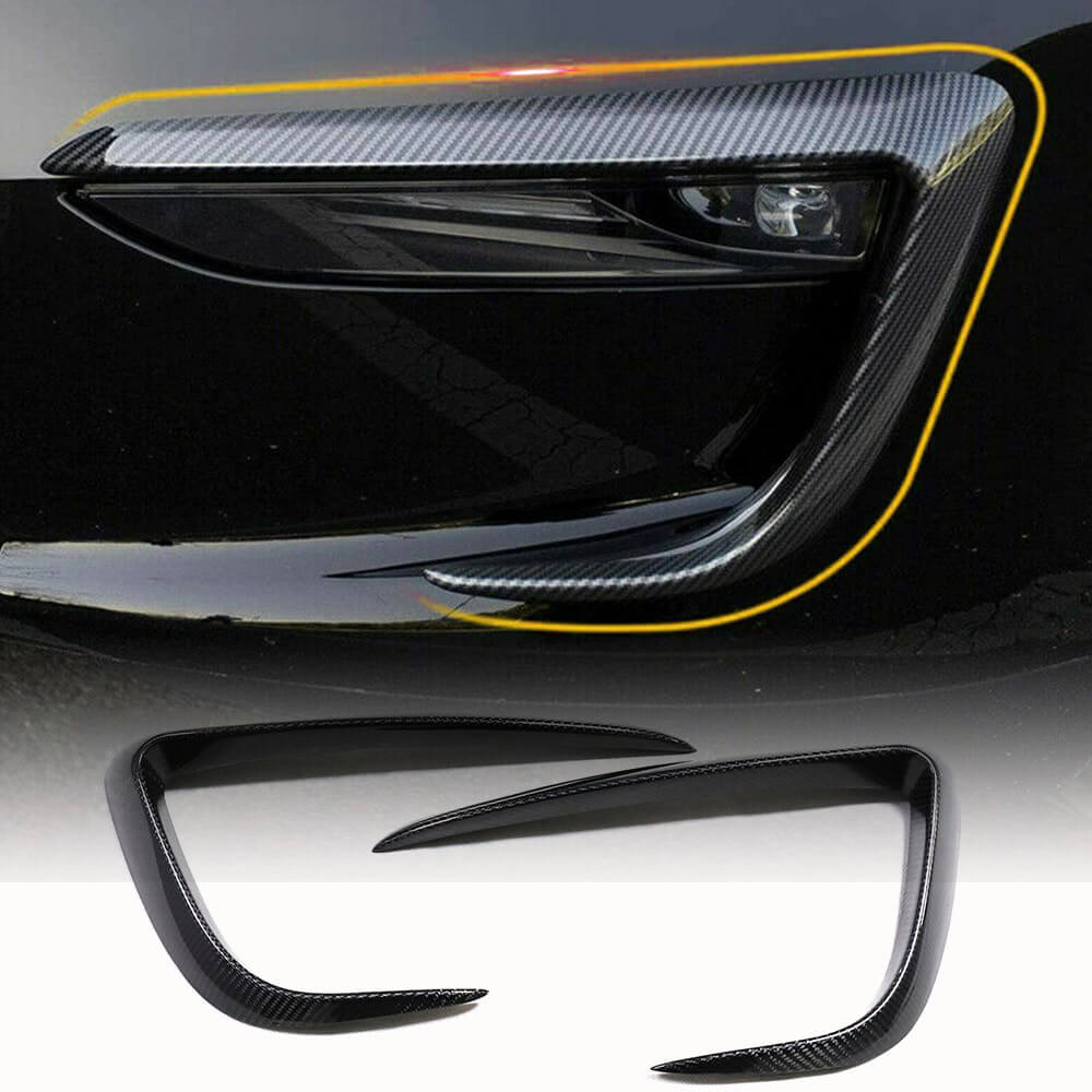 Fits for Tesla Model Y Carbon Fiber Front Bumper Splitters Fog Light Eyebrow Air Vent Cover Trims