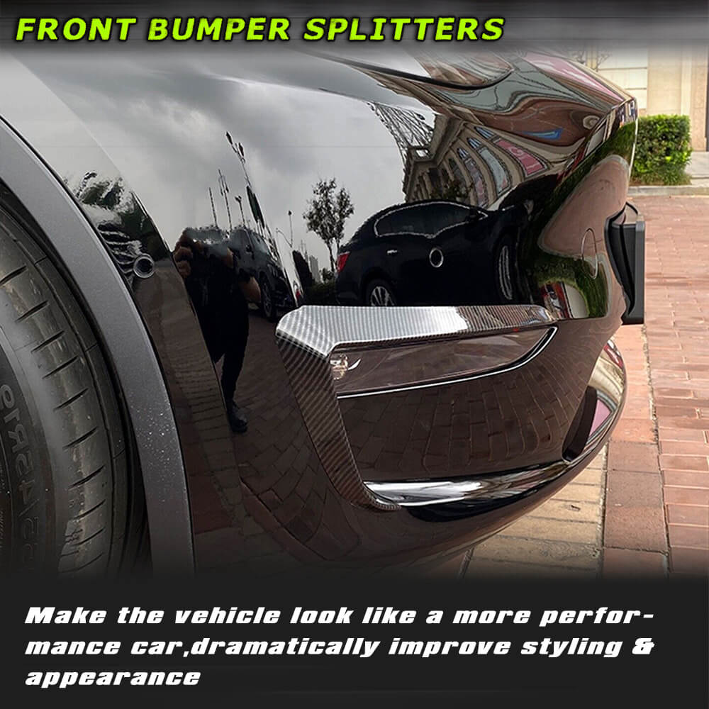 Fits for Tesla Model Y Carbon Fiber Front Bumper Splitters Fog Light Eyebrow Air Vent Cover Trims