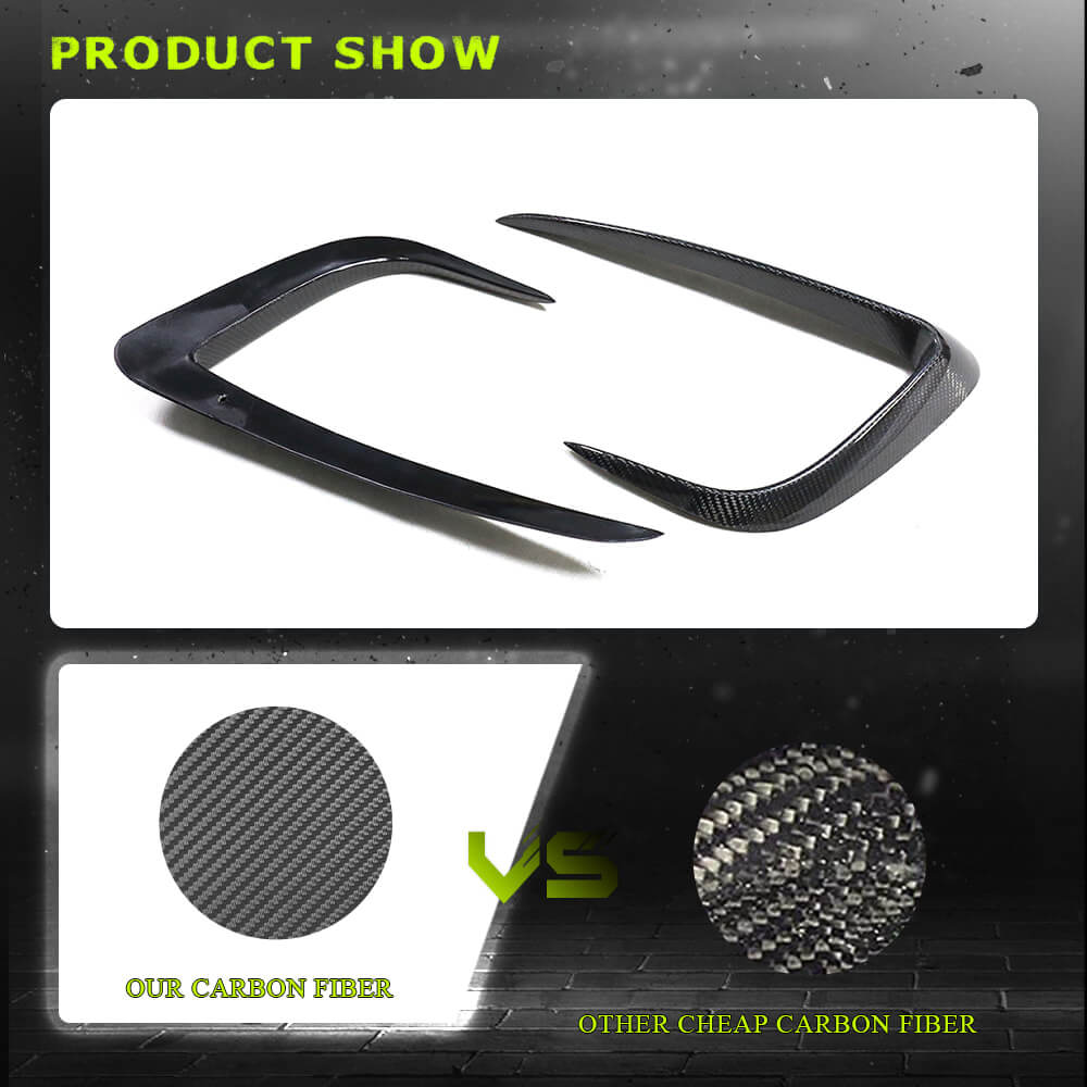 Fits for Tesla Model Y Carbon Fiber Front Bumper Splitters Fog Light Eyebrow Air Vent Cover Trims