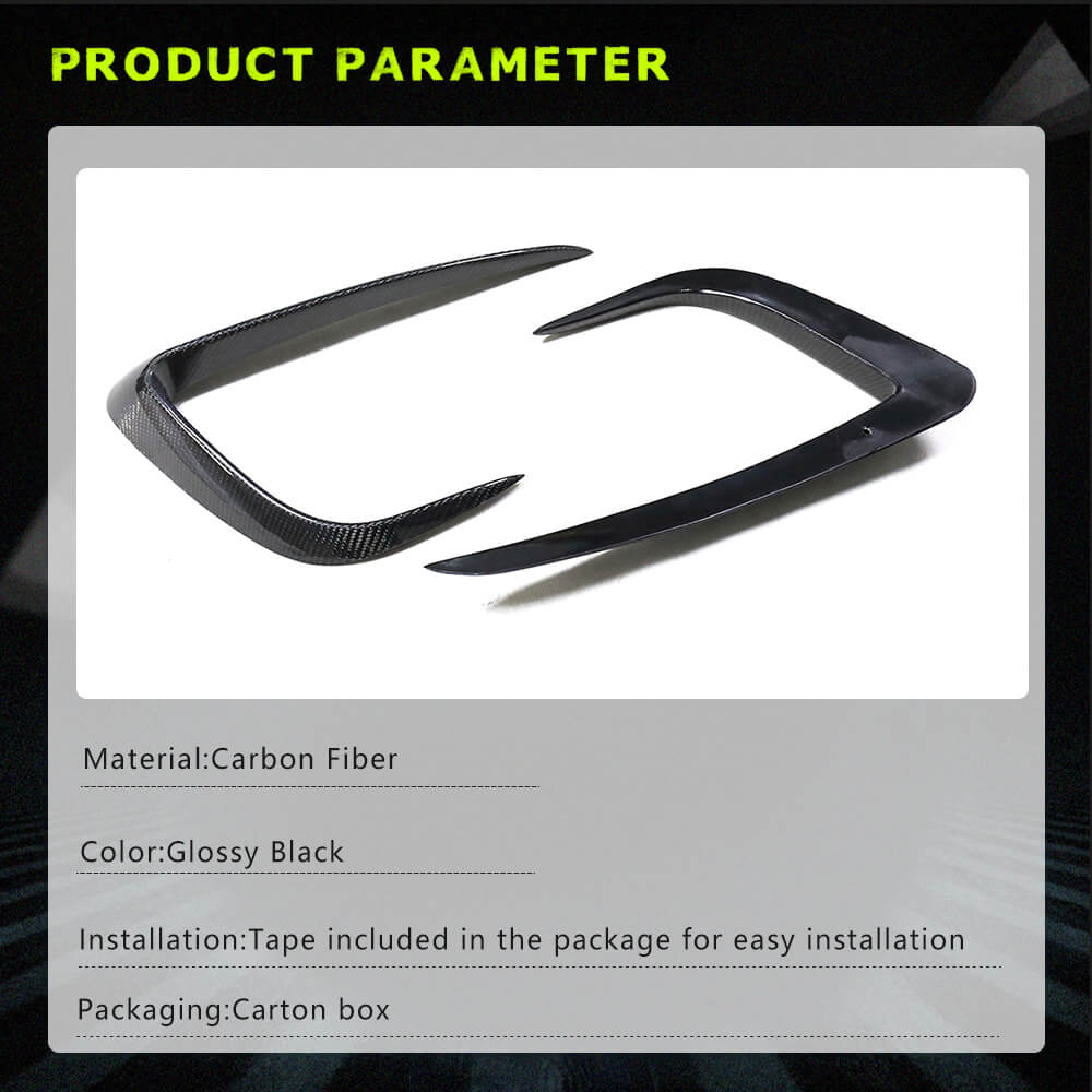 Fits for Tesla Model Y Carbon Fiber Front Bumper Splitters Fog Light Eyebrow Air Vent Cover Trims