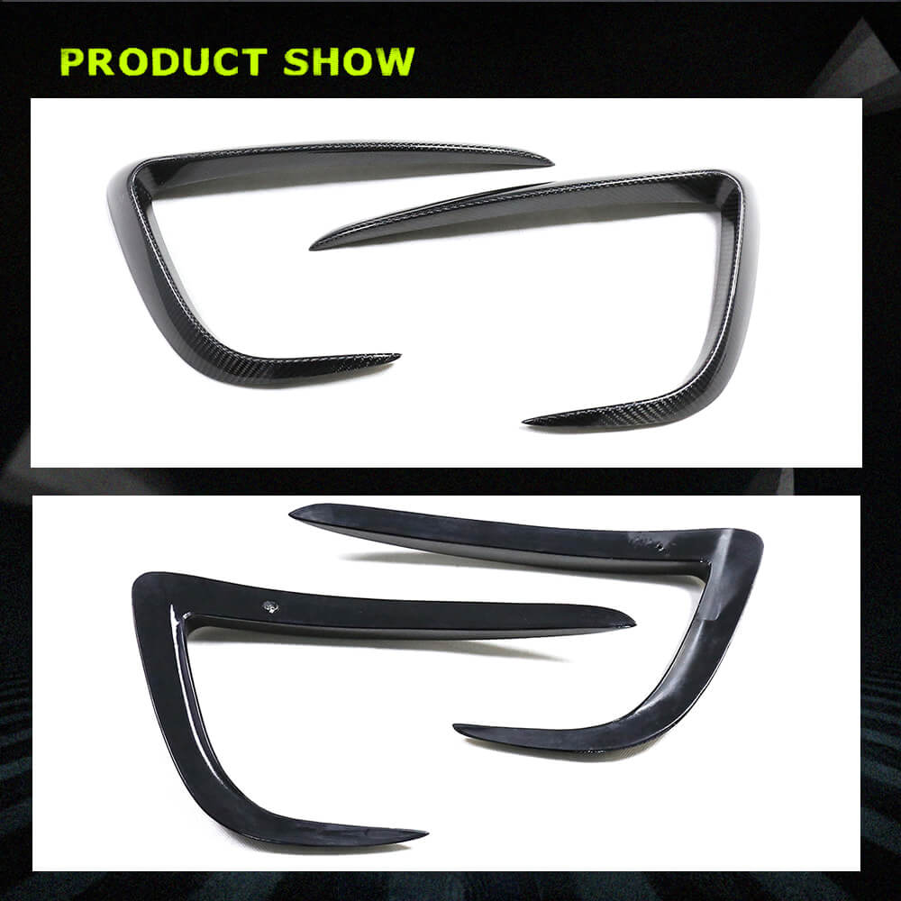 Fits for Tesla Model Y Carbon Fiber Front Bumper Splitters Fog Light Eyebrow Air Vent Cover Trims