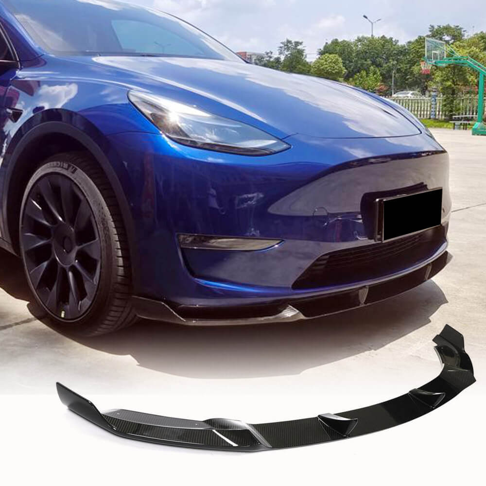 Fits for Tesla Model Y Dry Carbon Fiber Front Bumper Lip Spoiler