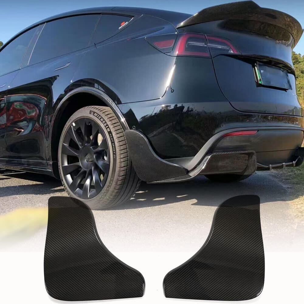Fits for Tesla Model Y Dry Carbon Fiber Rear Bumper Canard Splitters
