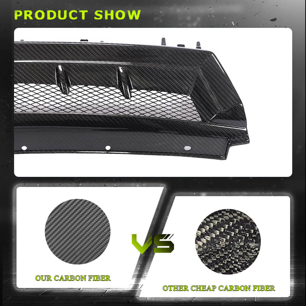 Fits for Volkswagen VW Golf 7 MK7 TSI GTI R R-line 14-17 Dry Carbon Fiber Replacement Front Grille Frame Bumper Grille Decoration Emblem