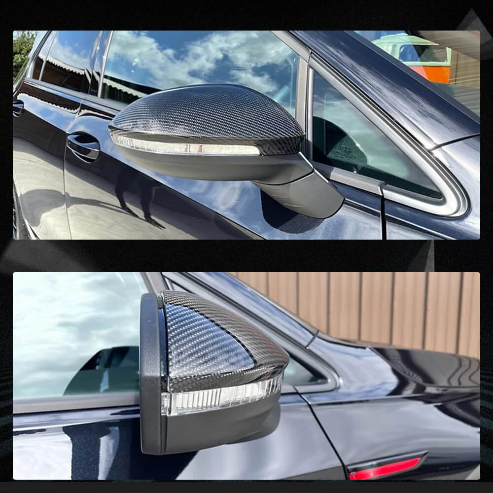 Fits for Volkswagen VW Golf 8 MK8 GTI R Rline Carbon Fiber Replacement Side Rearview Mirror Cover Caps 2pcs