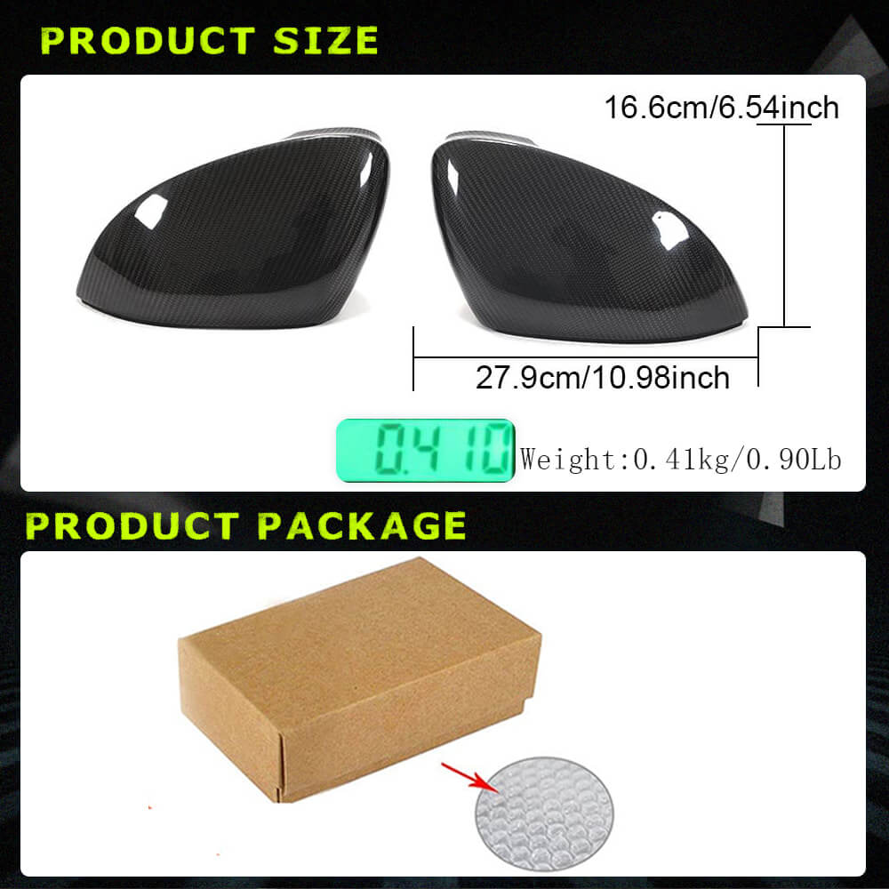 Fits for Volkswagen VW Golf 8 MK8 GTI R Rline Carbon Fiber Replacement Side Rearview Mirror Cover Caps 2pcs