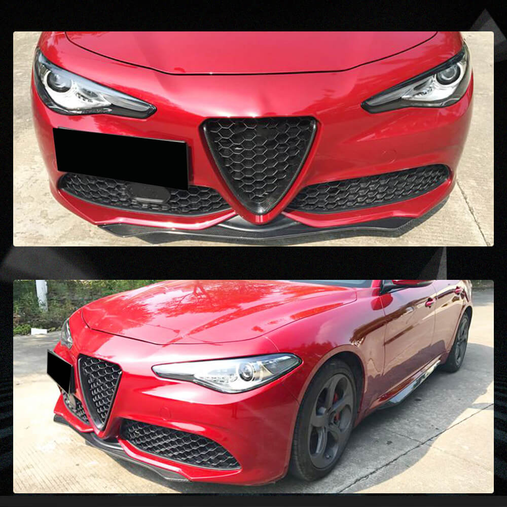 Fits for Alfa Romeo Giulia 952 Sport Carbon Fiber Front Bumper Lip Spoiler Body Kit