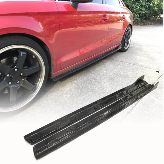 Fits for Audi A3 8V.5 Base Sedan Facelift Real Carbon Fiber Side Skirts Rocker Panels Extension Lip Factory Outlet