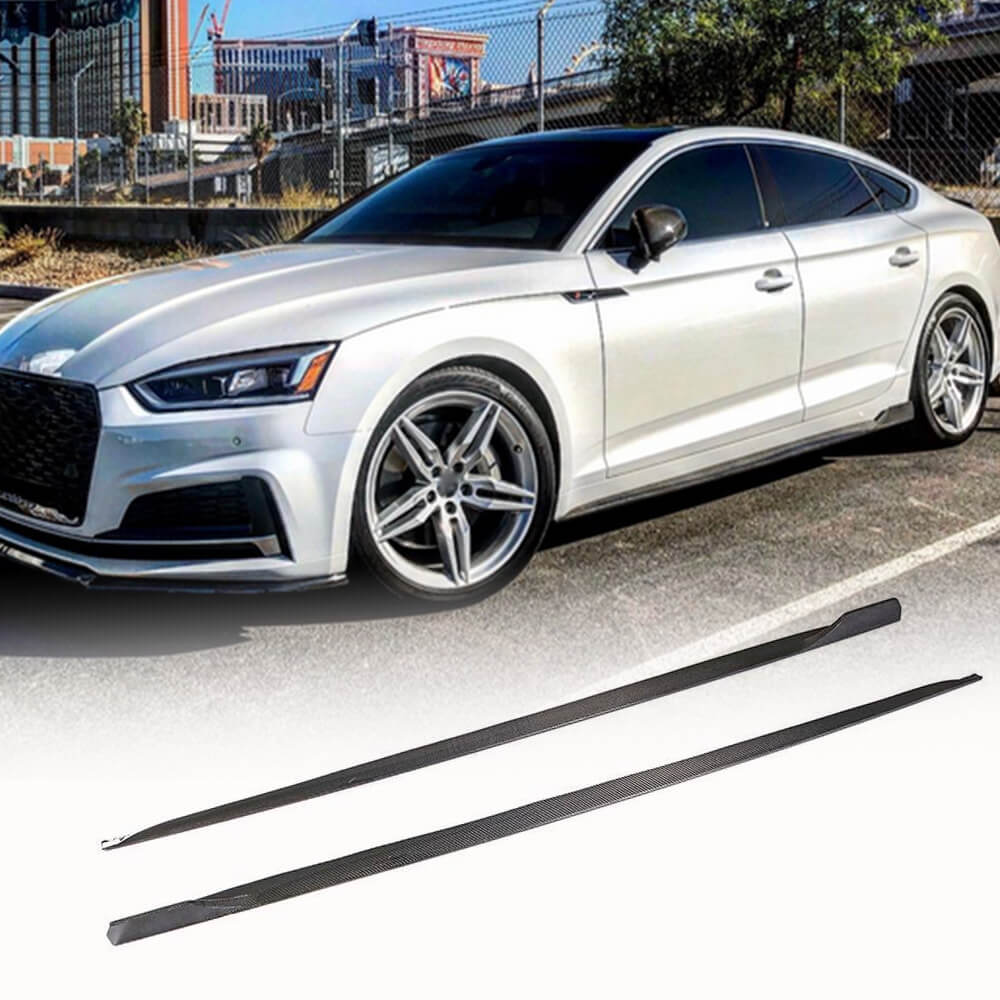 Fits for Audi A5 Sline S5 B9 Carbon Fiber Side Skirts Rocker Panels Extension Lip Factory Outlet