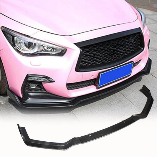 Fits for Infiniti Q50 Sport 2018-2022 Carbon Fiber Front Bumper Lip Spoiler Wide Body Kit 3pcs