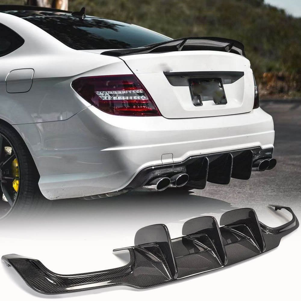 Fits for Mercedes Benz W204 C204 C300 Sport C63 AMG Facelift  Carbon Fiber Rear Bumper Diffuser Valance Lip