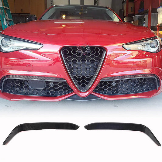 Fits for Alfa Romeo Giulia 952 Sport 15-21 Real Carbon Fiber Front Fog Lamps Covers Light Air Fender Vents