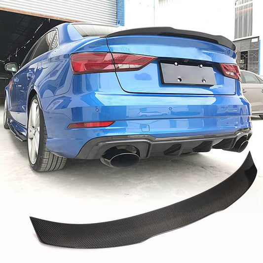 Fits for Audi A3 Sline S3 RS3 8V 8V.5 Sedan Carbon Fiber Rear Trunk Boot Spoiler Wing Lip