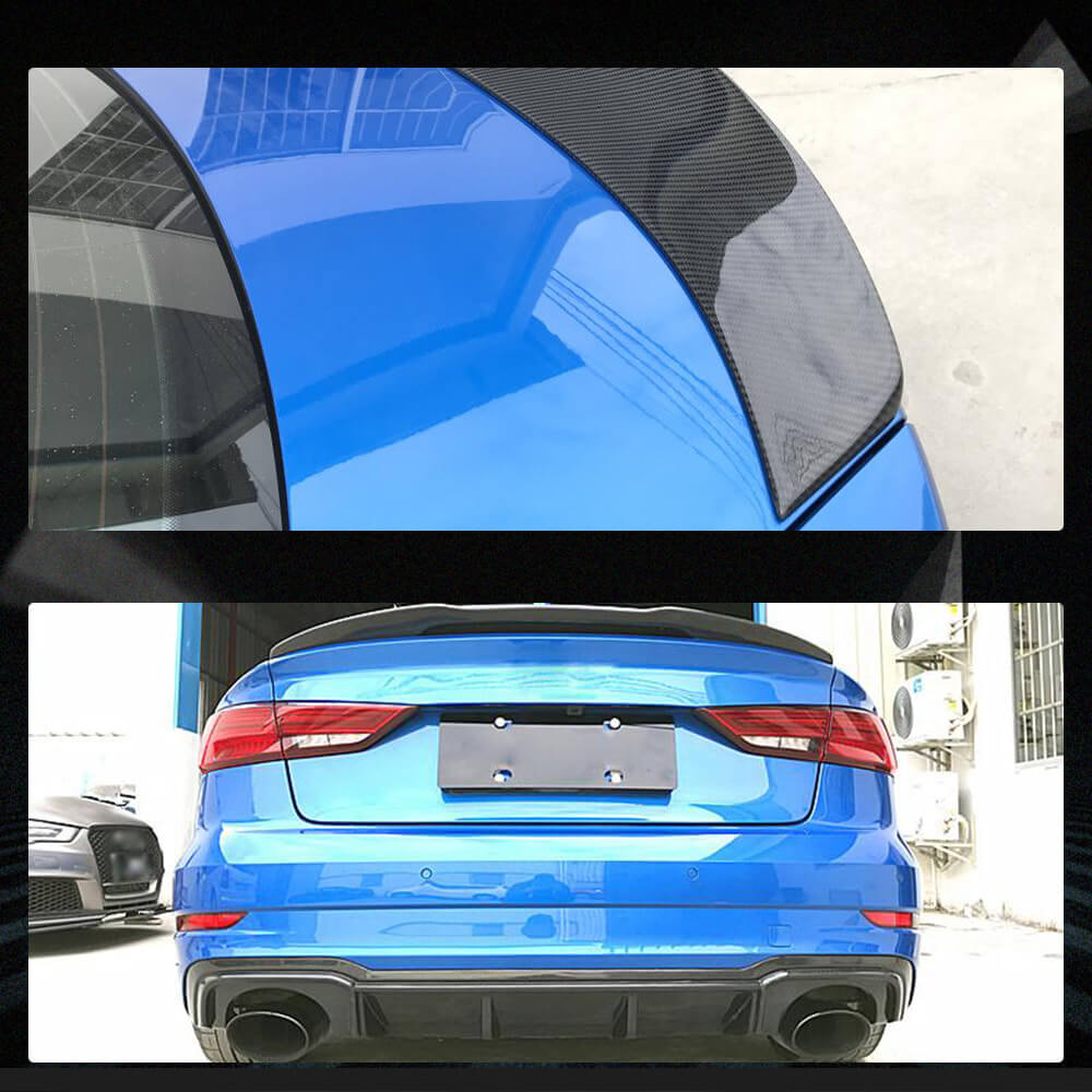 Fits for Audi A3 Sline S3 RS3 8V 8V.5 Sedan Carbon Fiber Rear Trunk Boot Spoiler Wing Lip