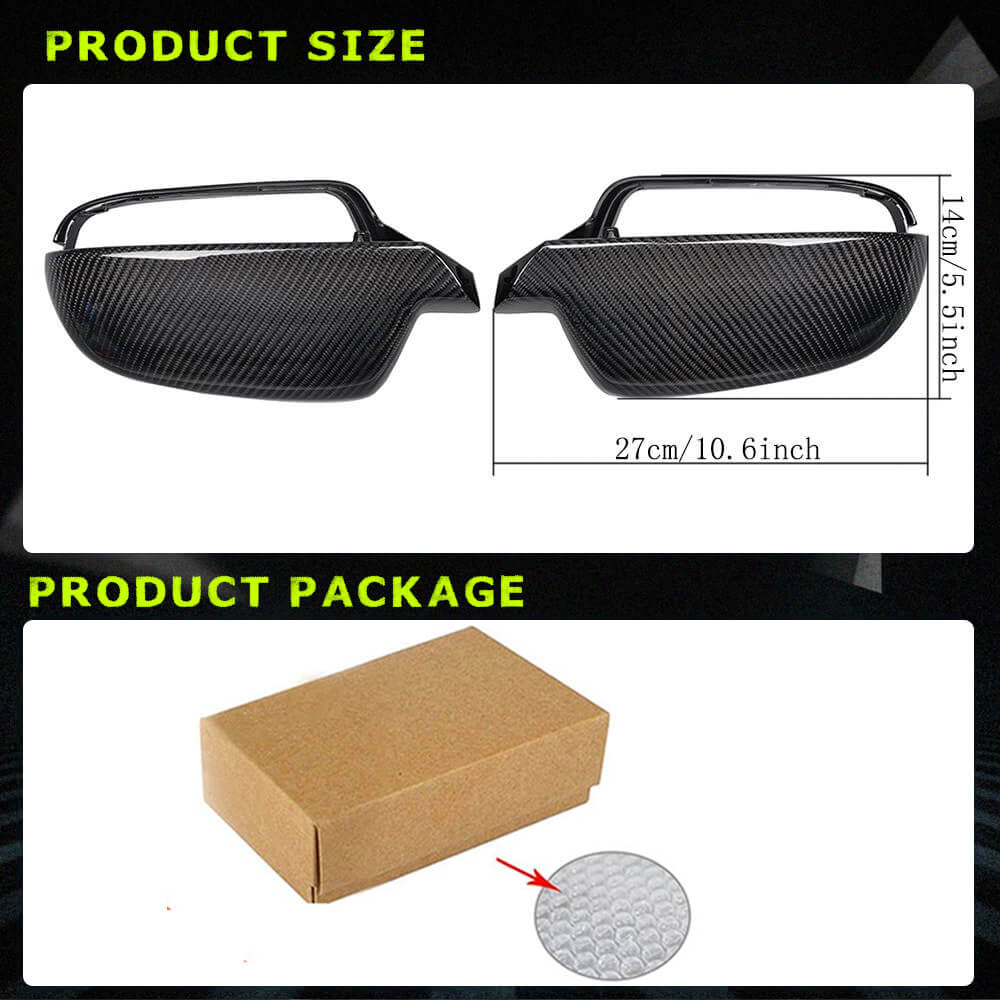 Fits for Audi A4 Sline S4 A5 Sline S5 RS5 B8.5 Carbon Fiber Replacement Side Rearview Mirror Cover Caps 2pcs（without lane change assist)