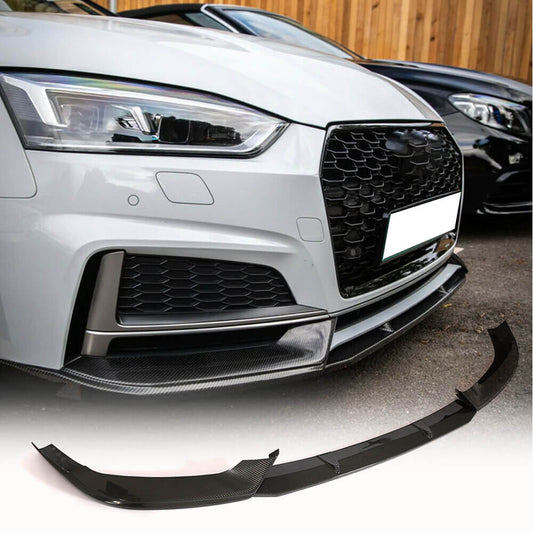 Fits for Audi A5 Sline S5 RS5 B9 Carbon Fiber Front Bumper Lip Chin Spoiler 3pcs