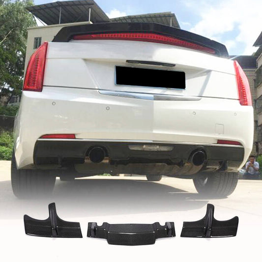 Fits for Cadillac ATS Base Sedan Carbon Fiber Rear Bumper Diffuser Valance Lip 3pcs