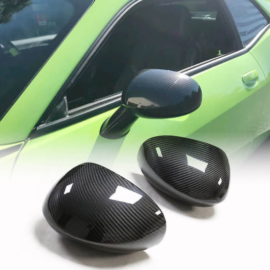 Fits for Dodge Challenger Coupe 09-22 Dry Carbon Fiber Side Rearview Mirror Cover Caps Add-on