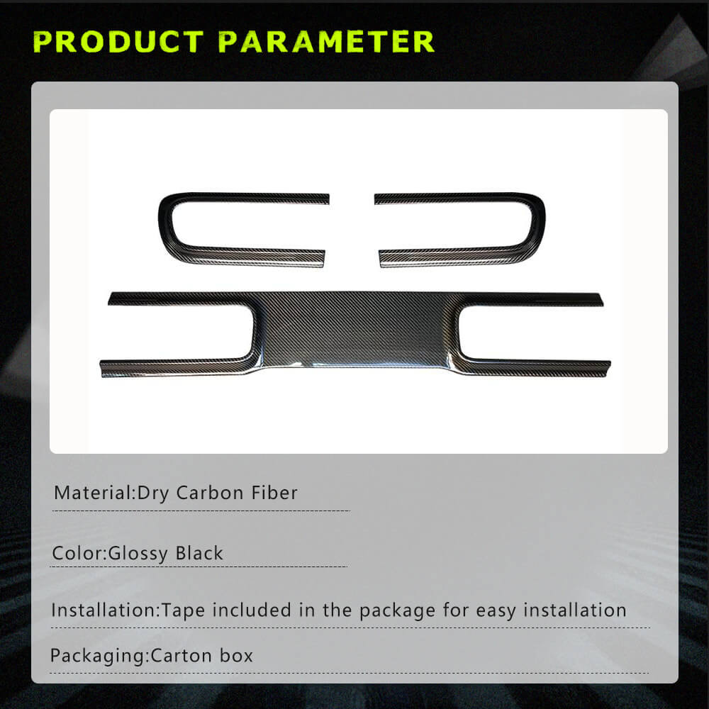 Fits for Dodge Challenger Coupe 15-22 Dry Carbon Fiber Rear Taillight Lamp Cover Exterior Decor Trims 3pcs