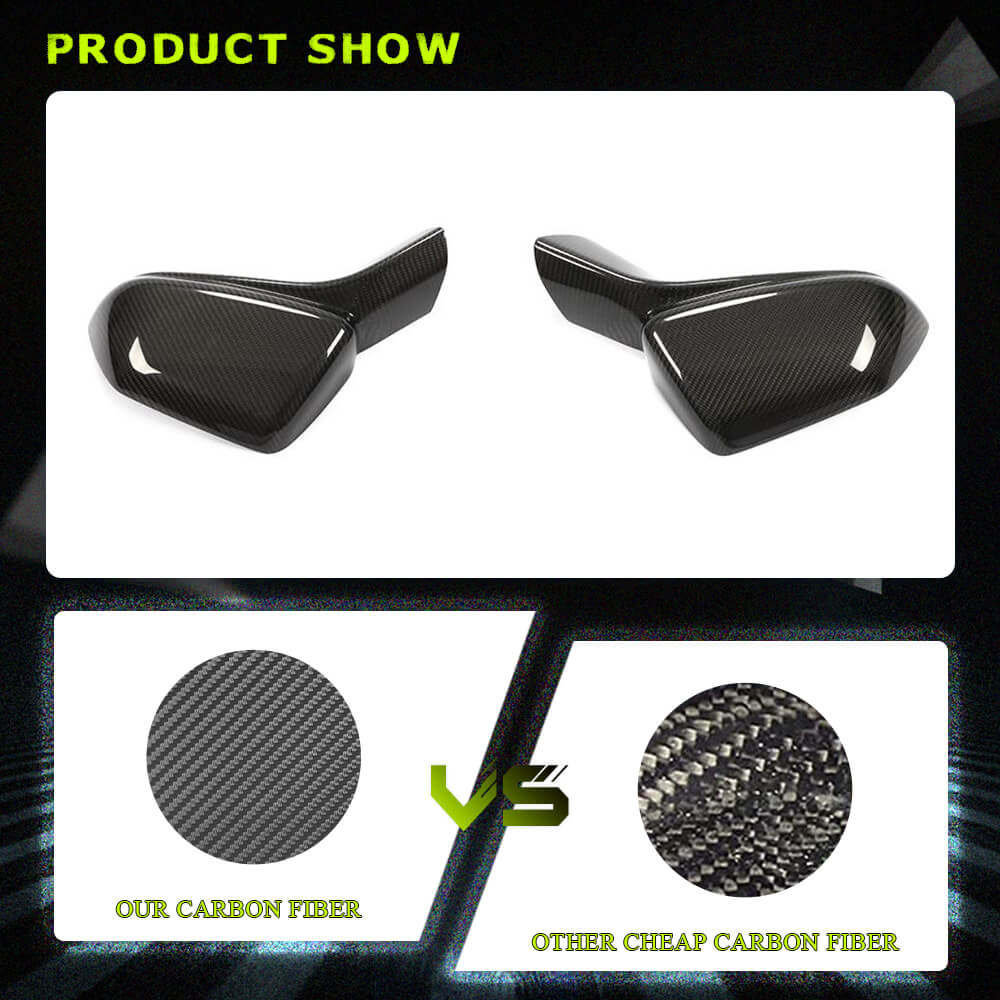 Fits for Chevrolet Camaro Dry Carbon Fiber Add-on Side Rearview Mirror Cover Caps 2pcs