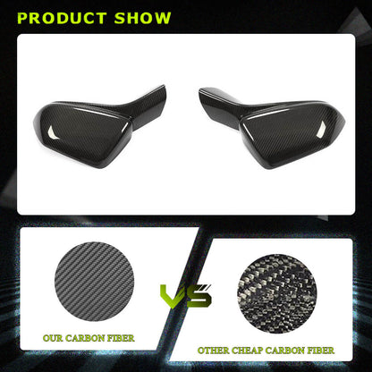 Fits for Chevrolet Camaro Dry Carbon Fiber Add-on Side Rearview Mirror Cover Caps 2pcs