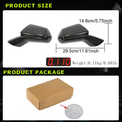 Fits for Chevrolet Camaro Dry Carbon Fiber Add-on Side Rearview Mirror Cover Caps 2pcs