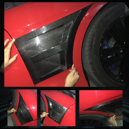 Fits for Ford Mustang GT Coupe 2-Door 15-17 Carbon Fiber Car Fender Vents Trim