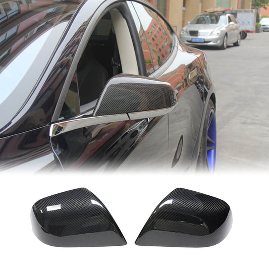 Fits for Tesla Model 3 Sedan 16-20 Dry Carbon Fiber Side Rearview Mirror Cover Caps Add-on