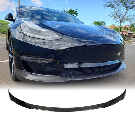 Fits for Tesla Model 3 Sedan Carbon Fiber Front Bumper Lip Chin Spoiler