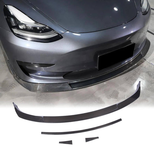 Fits for Tesla Model 3 Sedan Carbon Fiber Front Bumper Lip Chin Spoiler