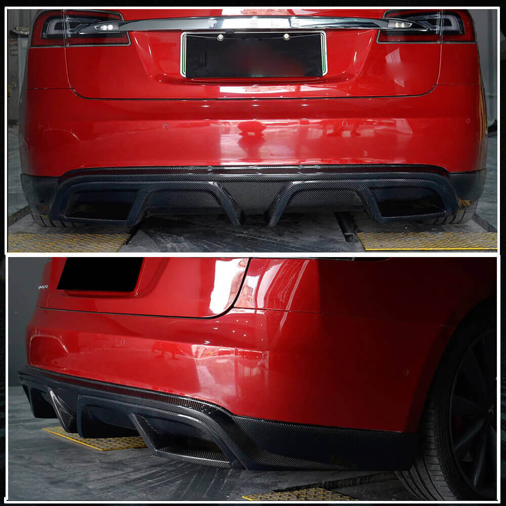 Fits for Tesla Model S 2012-2015 Carbon Fiber Rear Bumper Diffuser Lip