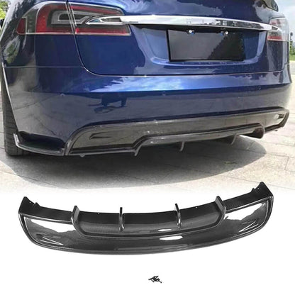 Fits for Tesla Model S Sedan 16-20 Carbon Fiber Rear Bumper Diffuser Splitter