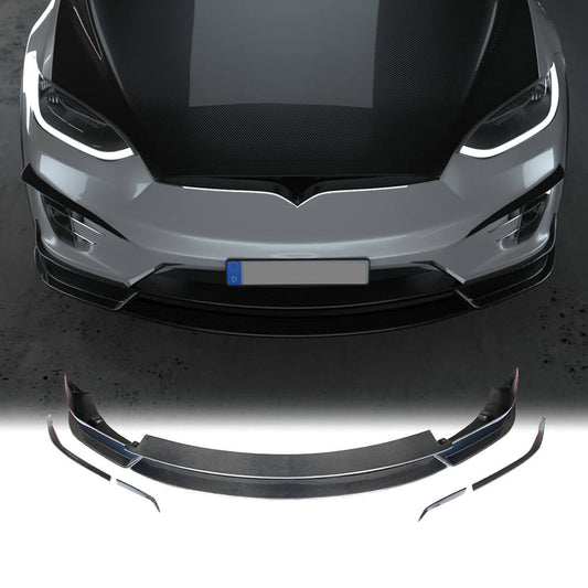 Fits for Tesla Model X Carbon Fiber Front Bumper Lip Chin Spoiler