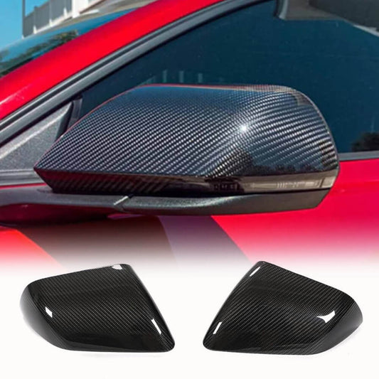 Fits for Ford Mustang 2015-2020 Carbon Fiber Add-on Side Rearview Mirror Cover Caps 2pcs