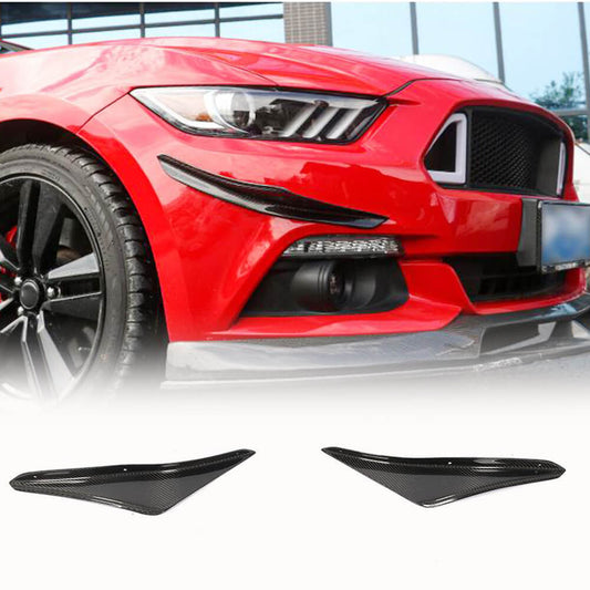 Fits for Ford Mustang Coupe 2-Door 15-17 Carbon Fiber Front Bumper Air Fender Vent Canard Fins | V6 V8 GT