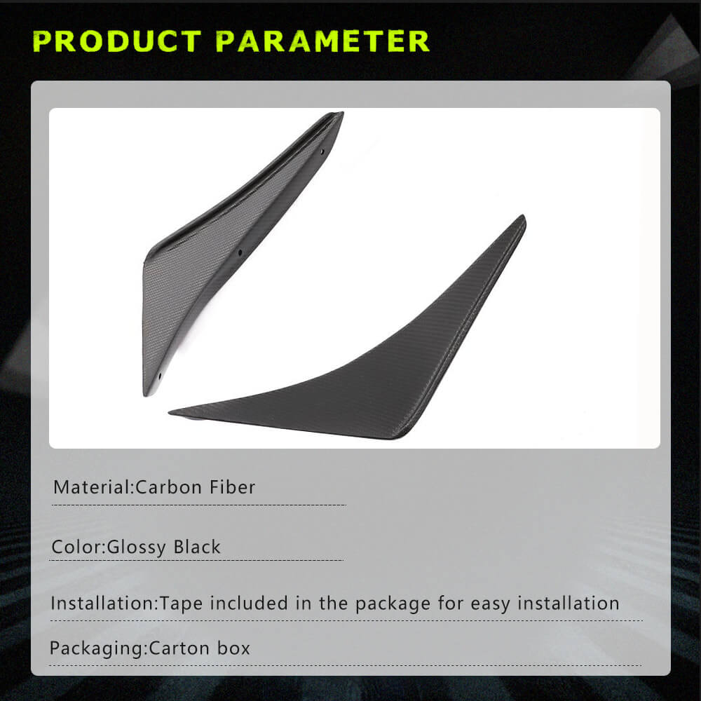 Fits for Ford Mustang Coupe 2-Door 15-17 Carbon Fiber Front Bumper Air Fender Vent Canard Fins | V6 V8 GT