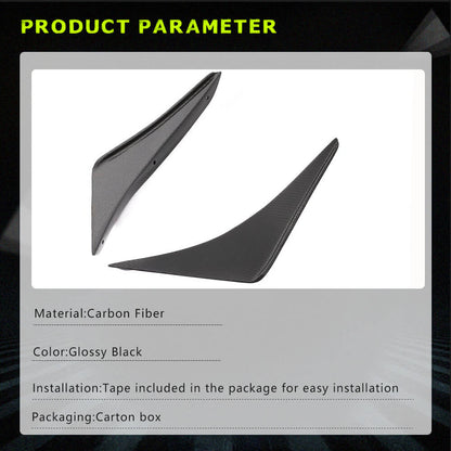 Fits for Ford Mustang Coupe 2-Door 15-17 Carbon Fiber Front Bumper Air Fender Vent Canard Fins | V6 V8 GT
