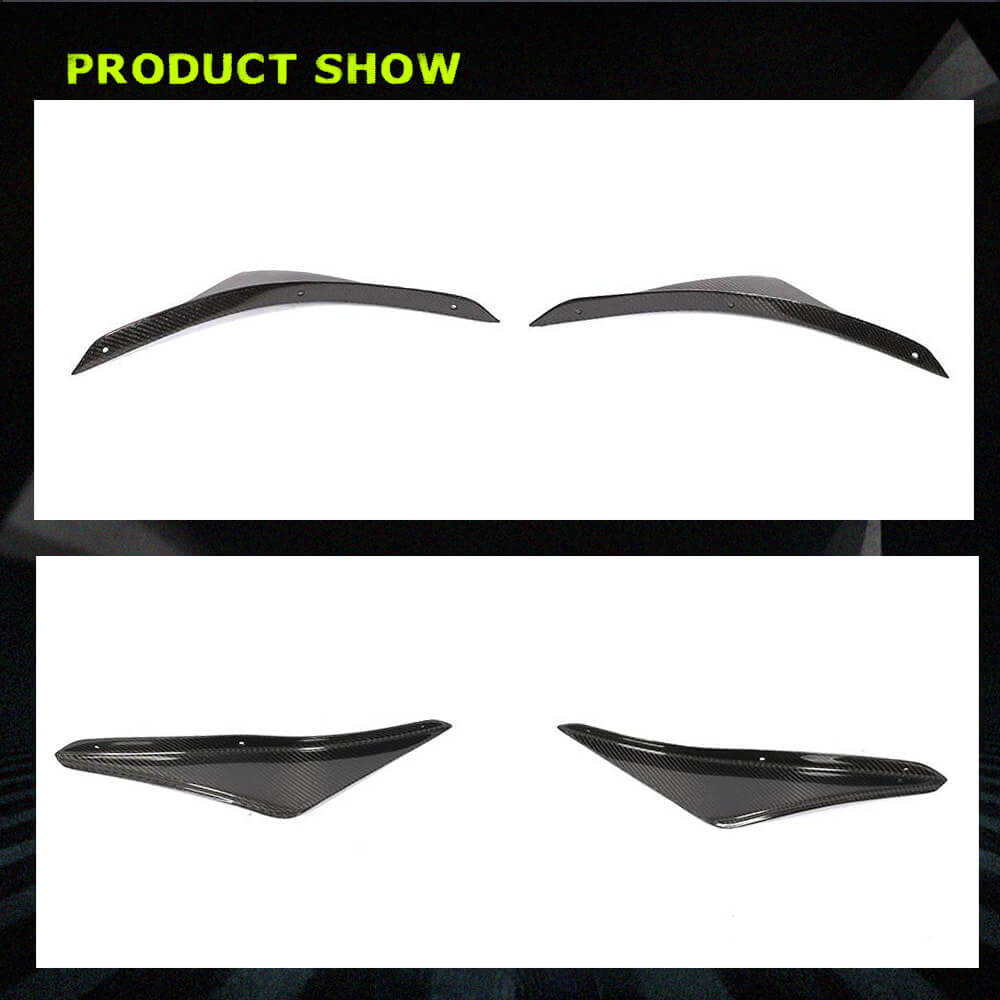 Fits for Ford Mustang Coupe 2-Door 15-17 Carbon Fiber Front Bumper Air Fender Vent Canard Fins | V6 V8 GT