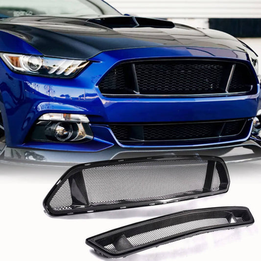 Fits for Ford Mustang Coupe 2-Door 15-17 Carbon Fiber Front Grille Frame Cover Trim | V6 V8 GT Shelby GT350