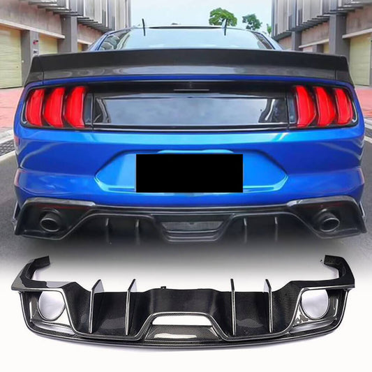 Fits for Ford Mustang V6 V8 GT 2015-2017 Carbon Fiber Rear Bumper Diffuser Lip
