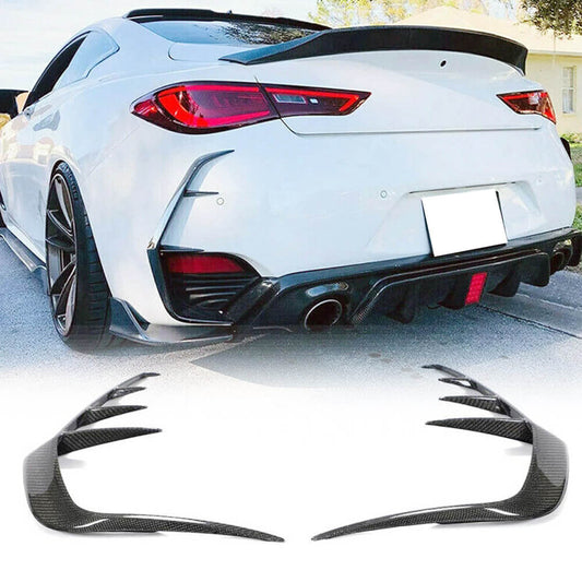 Fits for Infiniti Q60 Q60S Carbon Fiber Rear Bumper Side Air Fender Vent Canard Splittes Fins