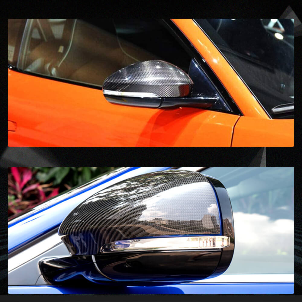 Fits for Jaguar F-TYPE 13-21 Carbon Fiber Add-on Side Rearview Mirror Cover Caps 1Pair