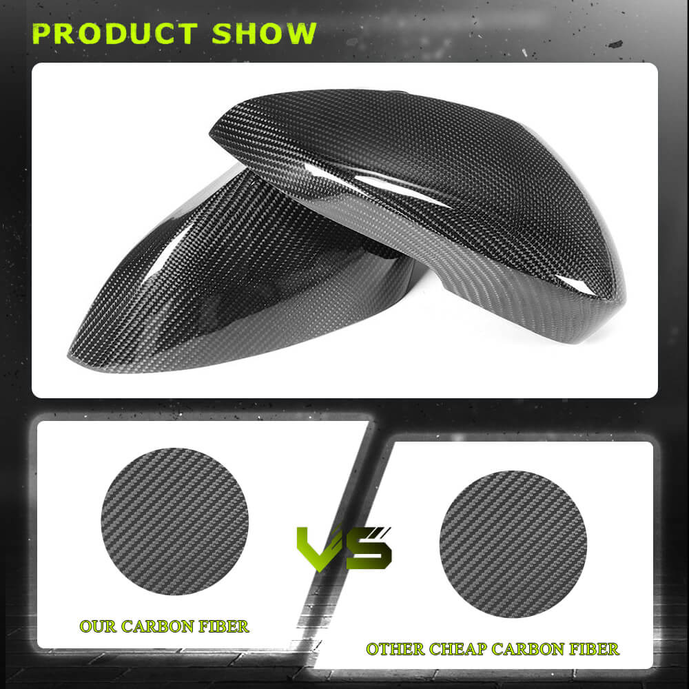 Fits for Jaguar F-TYPE 13-21 Carbon Fiber Add-on Side Rearview Mirror Cover Caps 1Pair