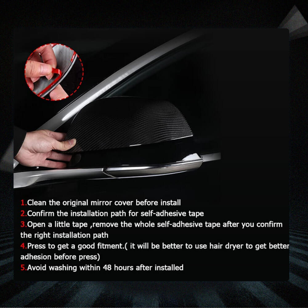 Fits for Jaguar F-TYPE 13-21 Carbon Fiber Add-on Side Rearview Mirror Cover Caps 1Pair